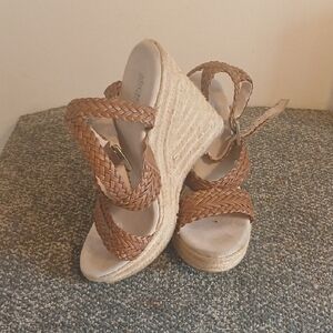 Michael Kors Braided Brown Wedge  Sandals Size 9.5